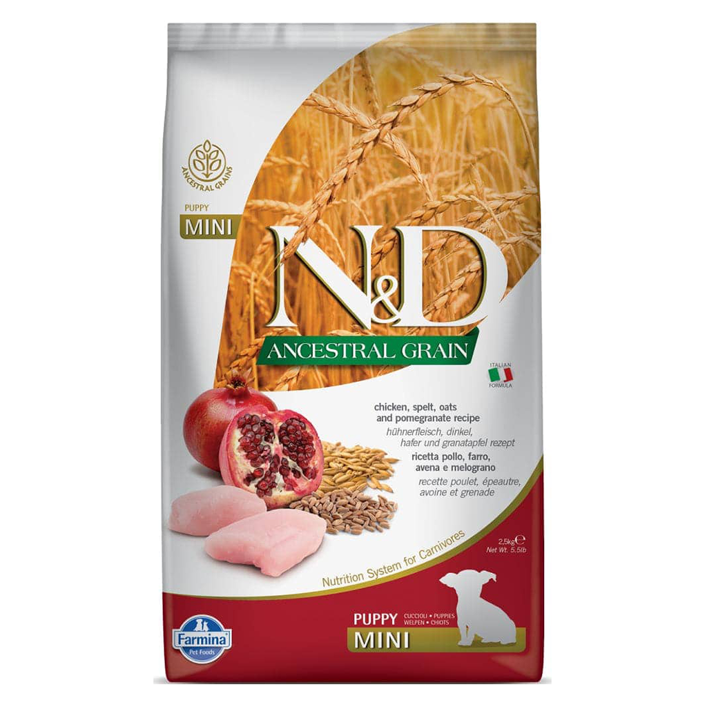 Farmina N&D Ancestral Grain - Chicken & Pomegranate - Puppy Dog Dry Food - Mini Breed