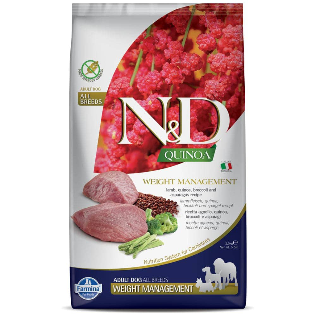 Farmina N&D Quinoa - Lamb, Broccoli and Asparagus - Grain Free - Weight Management - Adult Dog Dry Food