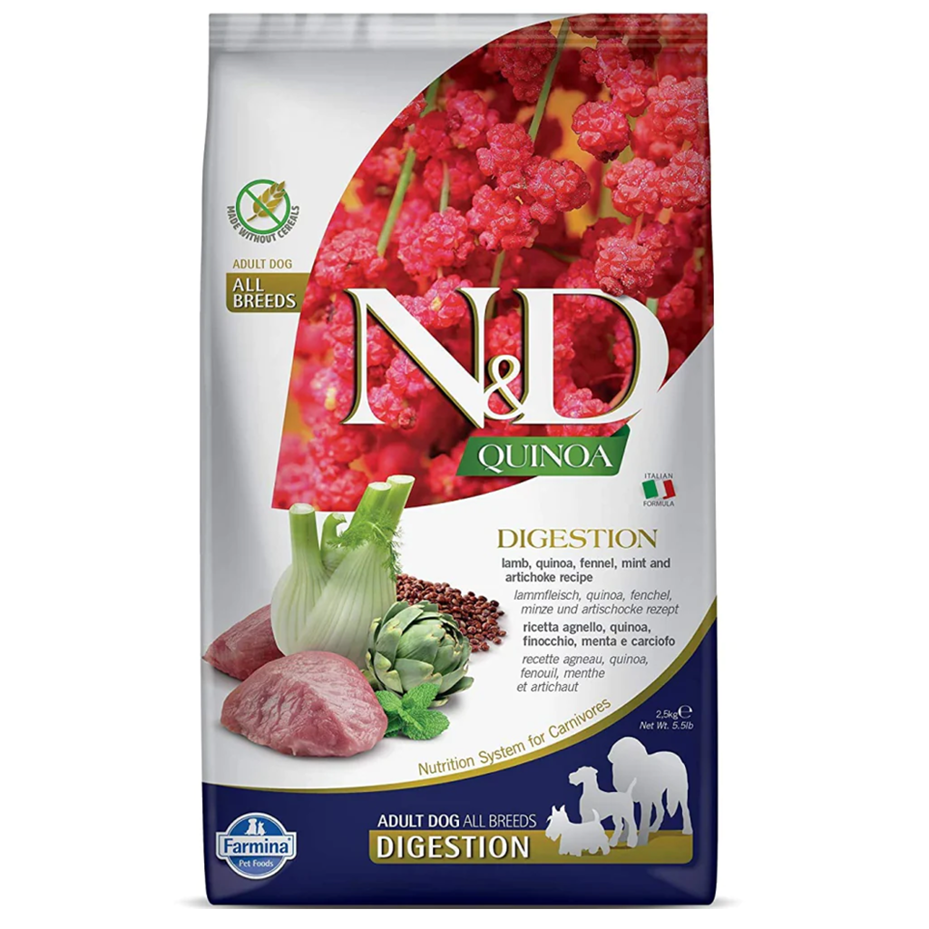 Farmina N&D Quinoa - Lamb, Fennel and Mint - Digestion - All Adult Dog Breeds Dry Food