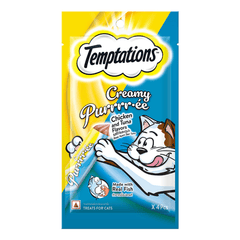 Temptations - Creamy Purrr-ee - Chicken & Tuna Flavors - Cat Treats -   48Gm (4 pieces)