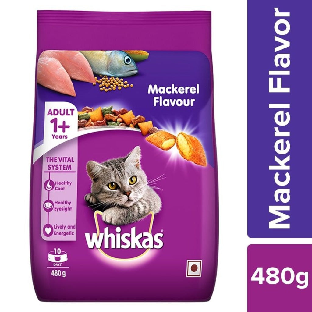 Whiskas Adult Mackerel Flavour +1 Year Dry Cat Food